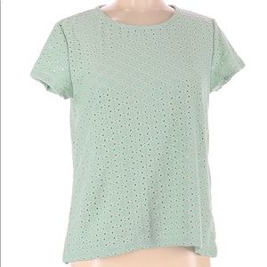 Coin 1804 Seafoam Mint Green Eyelet Top